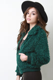 Shaggy Faux Fur Zip-Up Bomber Jacket